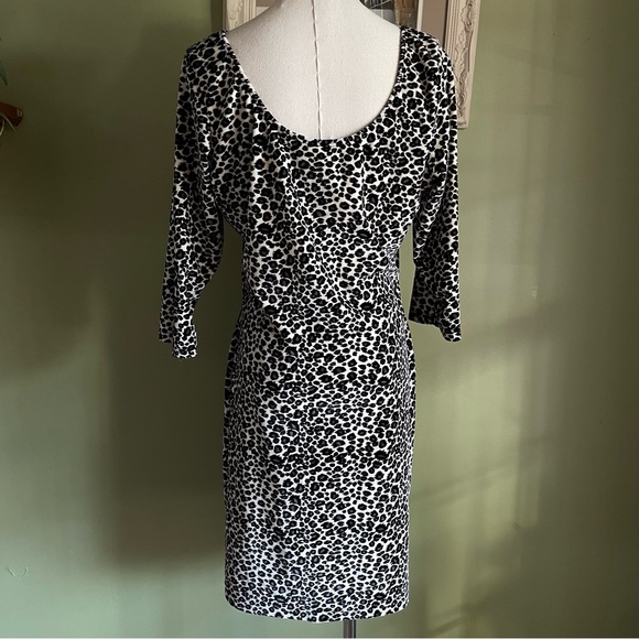 Vintage 80s/90s Faris Bodycon Cheetah Leopard Big Cat Animal Print Velour Dress - Picture 3 of 9